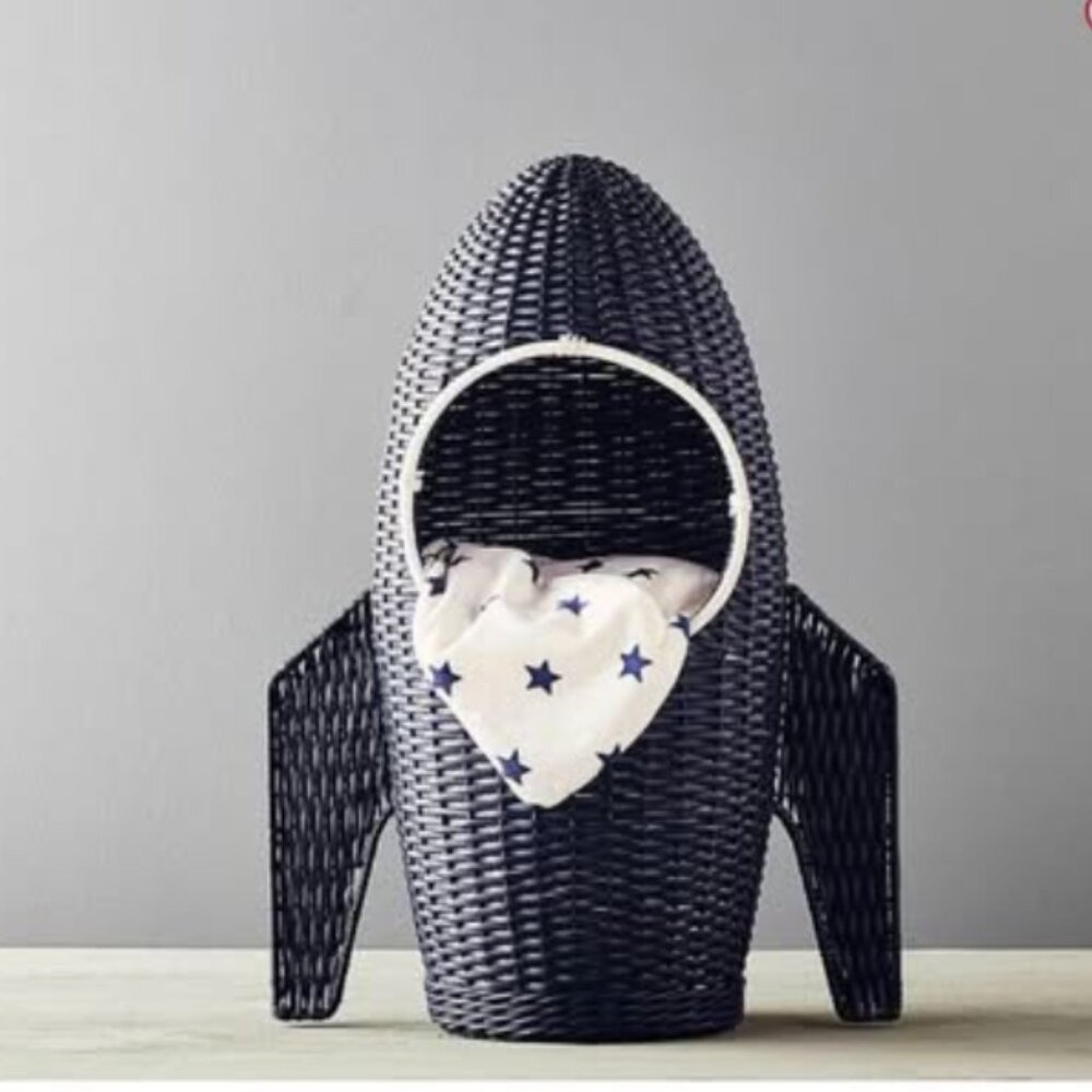 Pottery Barn Kids Rocket Shaped Wicker Storage Basket